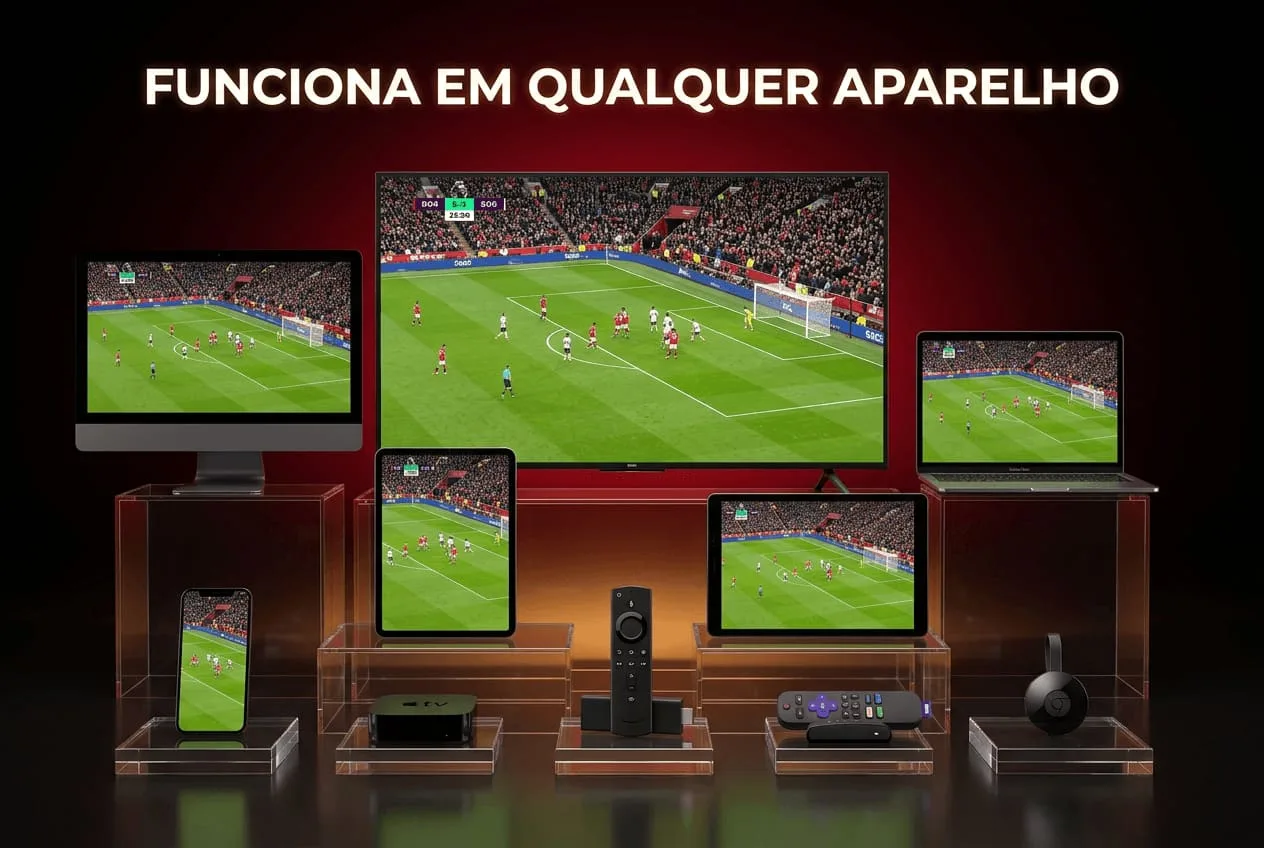 Aplicativo IPTV Premium rodando em Smart TV e Celular